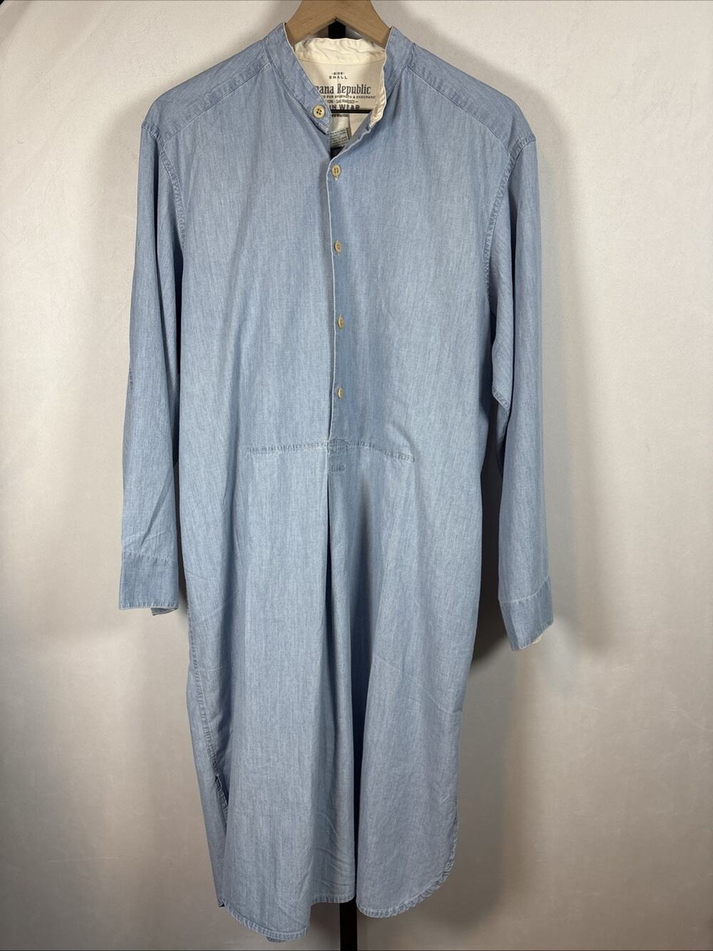 VTG Banana Republic Cabin Wear Chambray Midi Dress Womens Small Blue Cottagecore